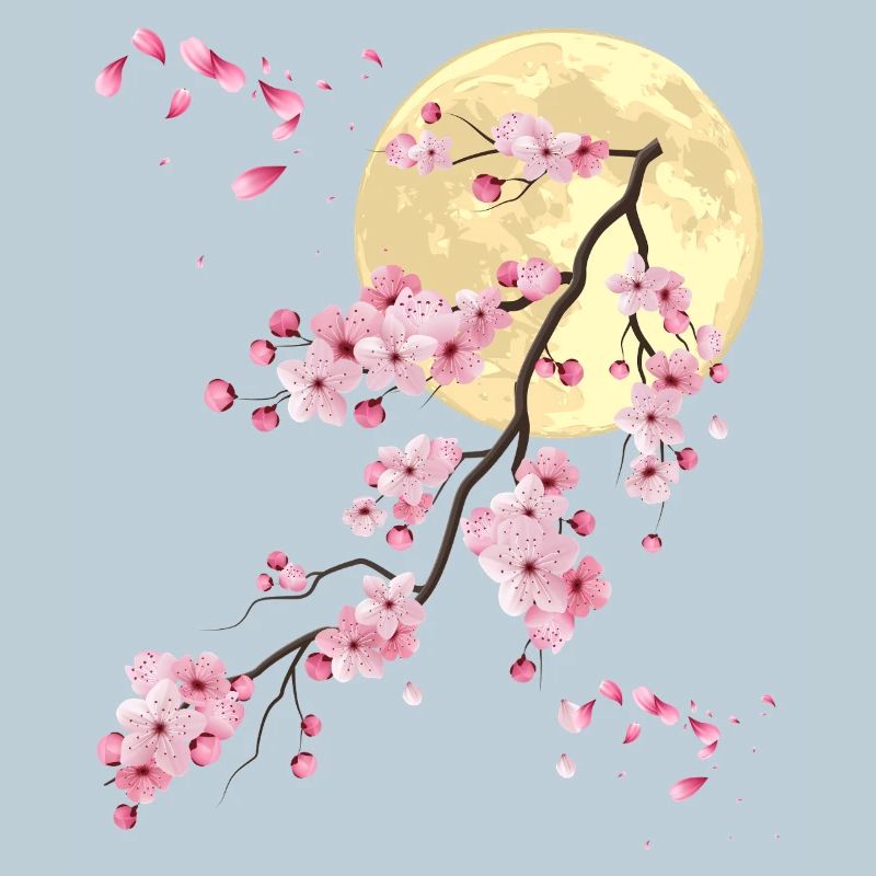 Vollmond mit Kirschblüte