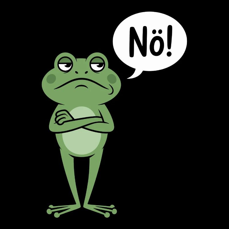 Skeptical frog with nope saying