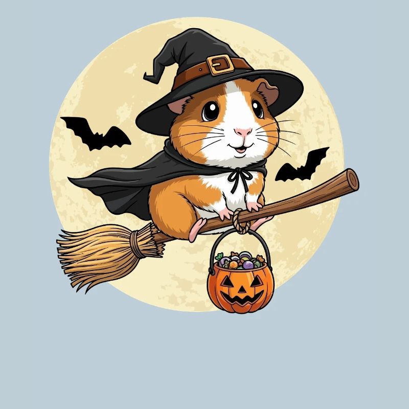 mignon cochon d’Inde sorcière Halloween
