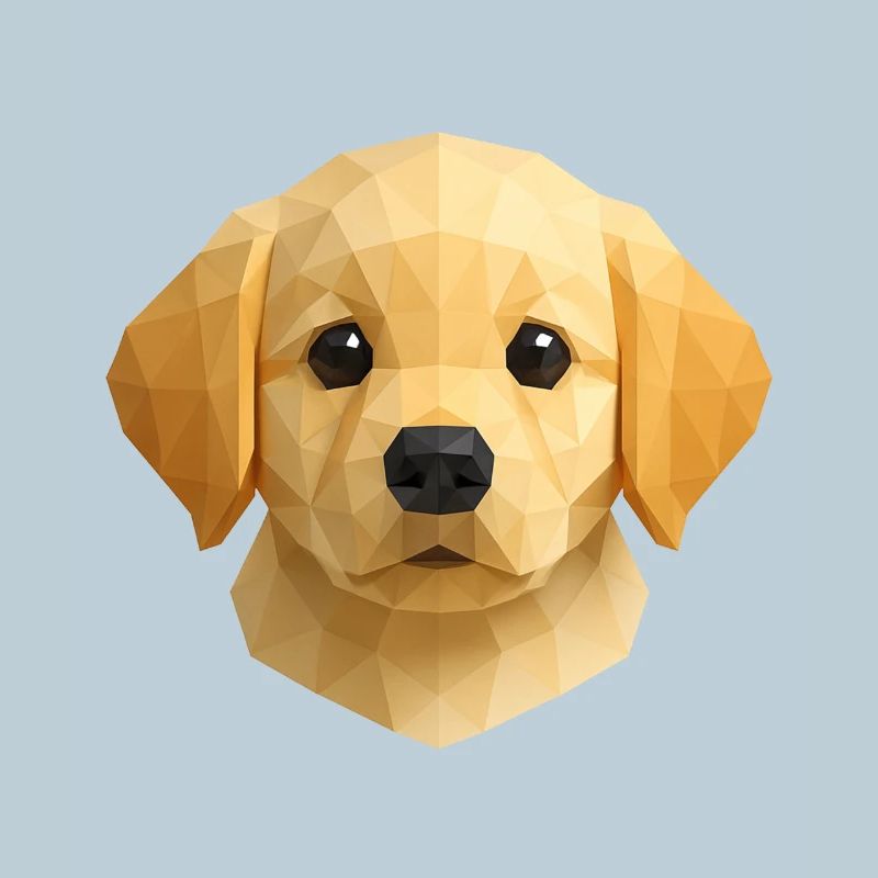 Chiot Golden retriever mignon - Polygon Dog Design