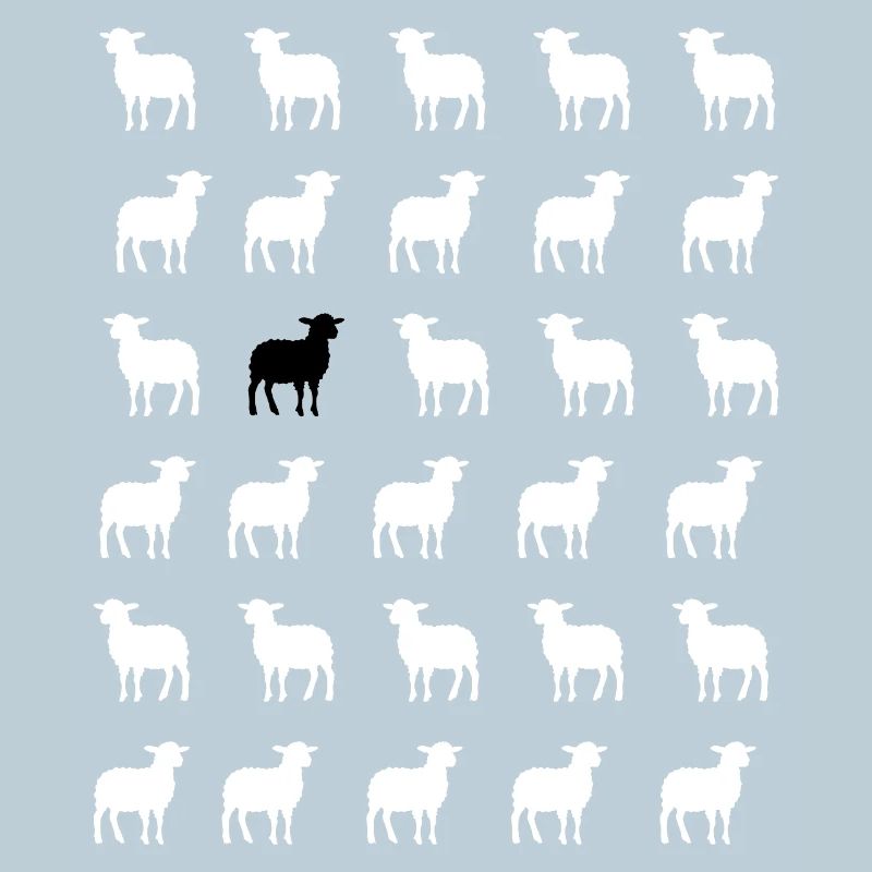 Weißes und schwarzes Schaf