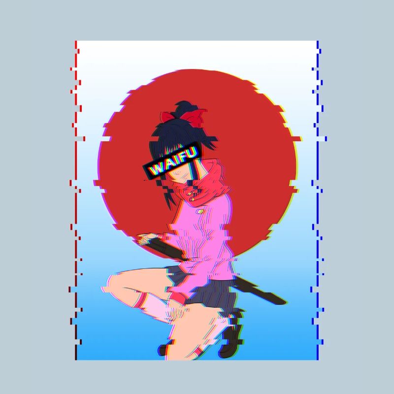 Glitch Samurai Waifu: Vaporwave-Ästhetik