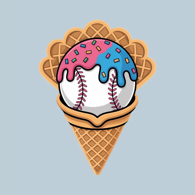 Baseball Eiscreme In Waffel Mit Streuseln
