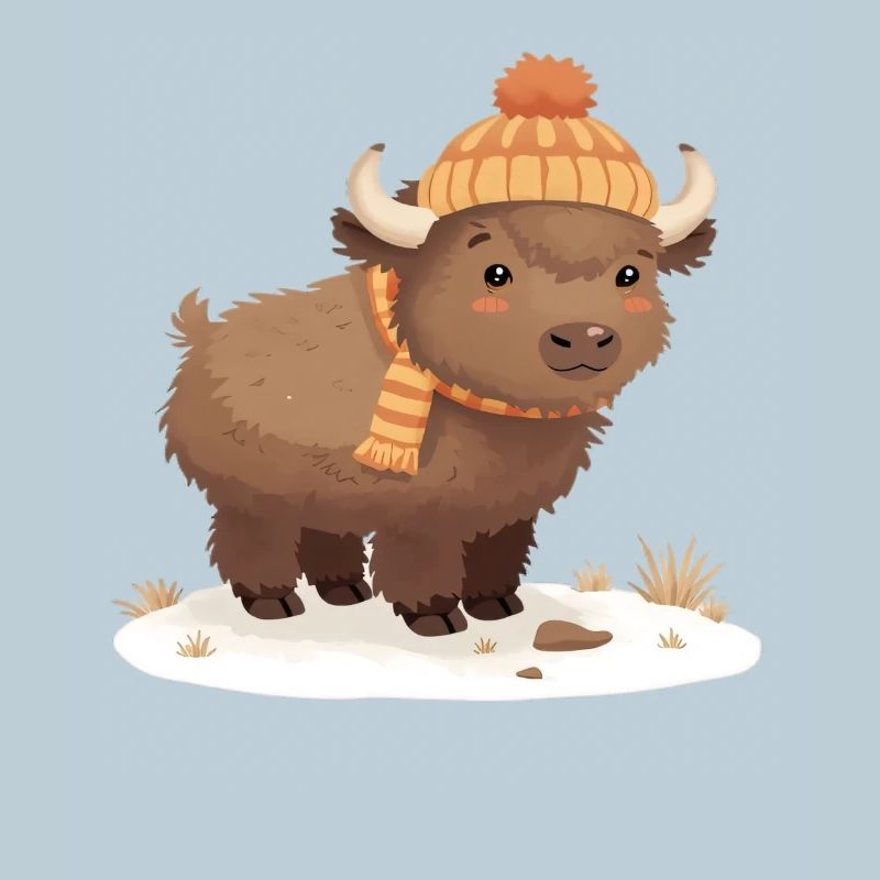 Bison d’hiver avec coiffe