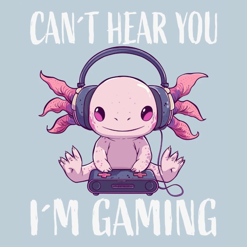 Gaming Axolotl mit Kopfhörern