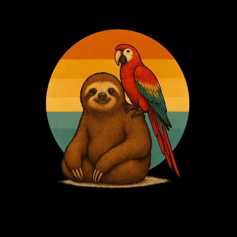 Sloth and parrot