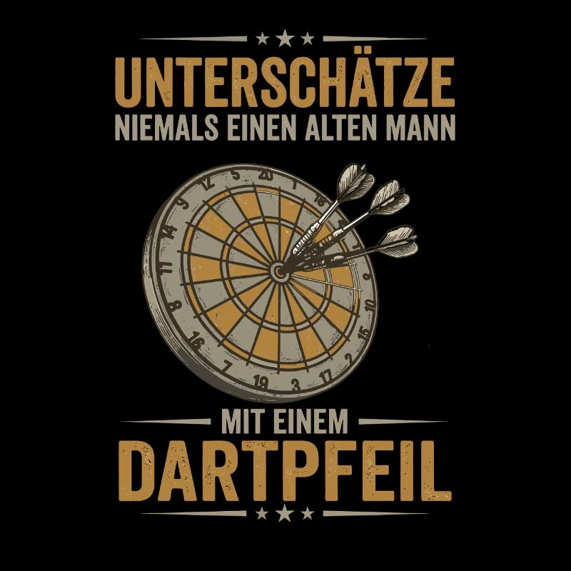 Alter Mann mit Dartpfeil – Unterschätz ihn nie!