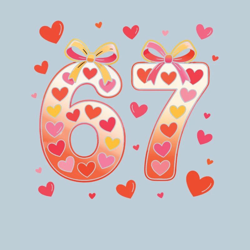 Conception du nœud en forme de cœur de 67 anniversaires