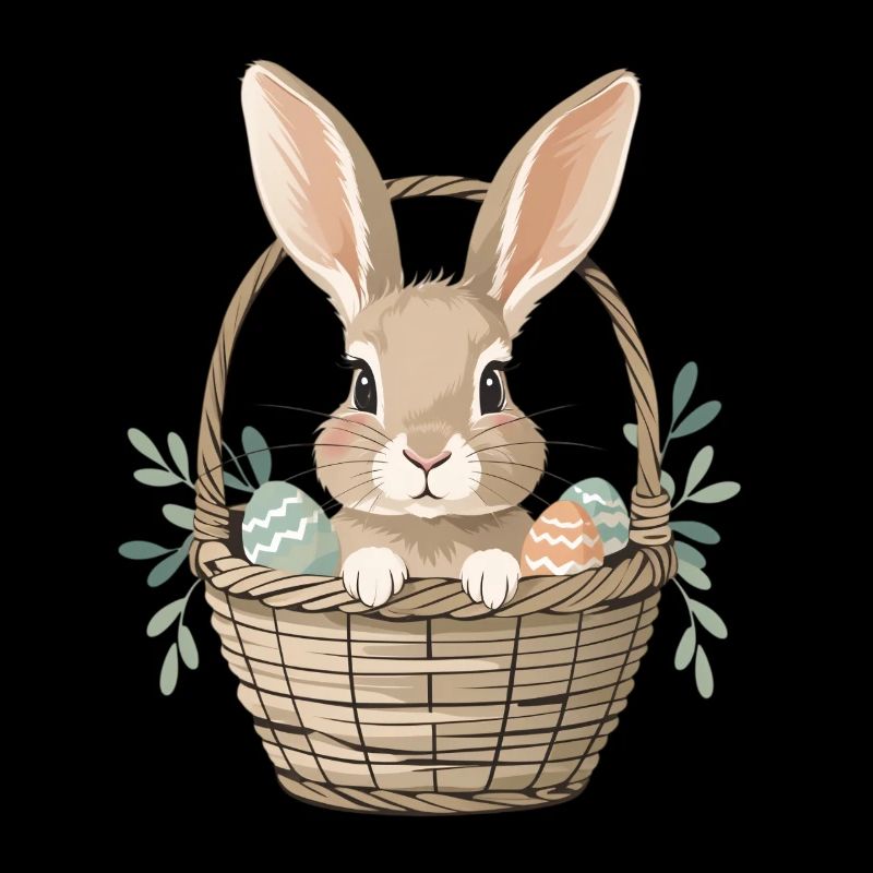Happy Easter bunny in basket
