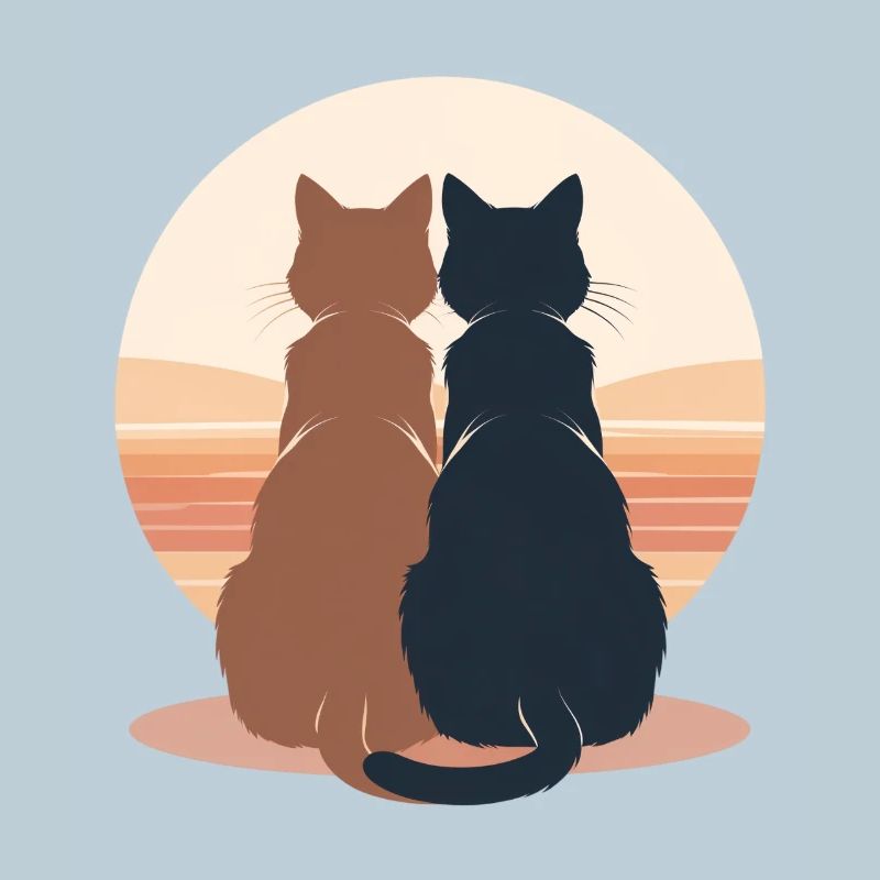 Deux chats au coucher du soleil