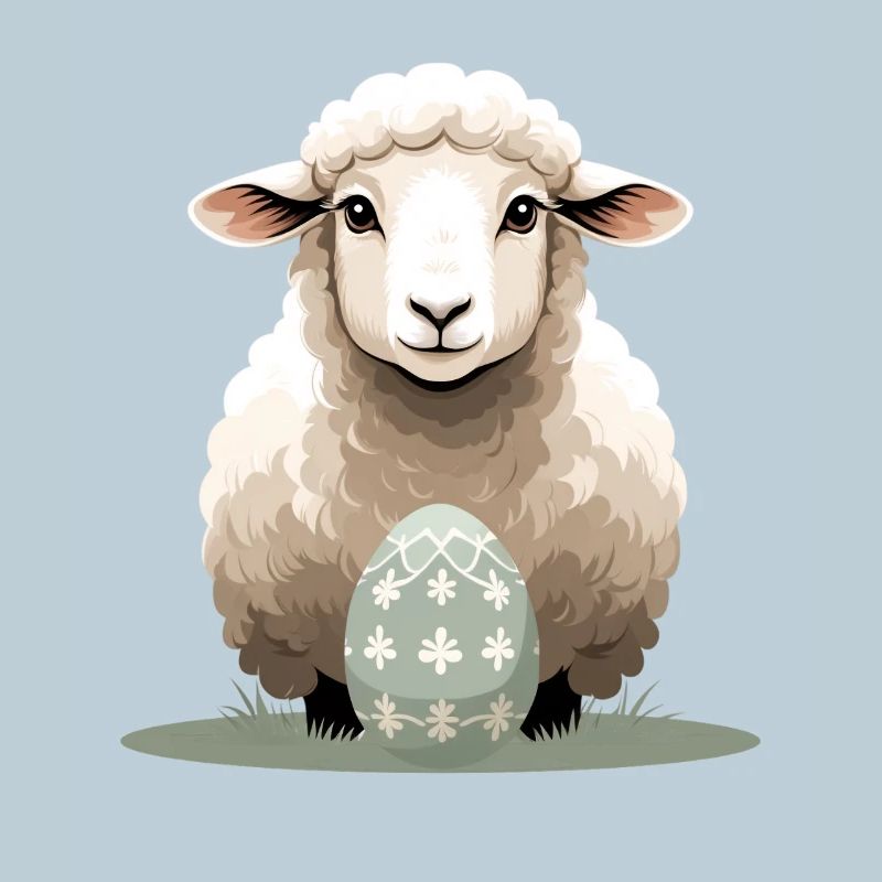 Cuddly lamb with Easter egg