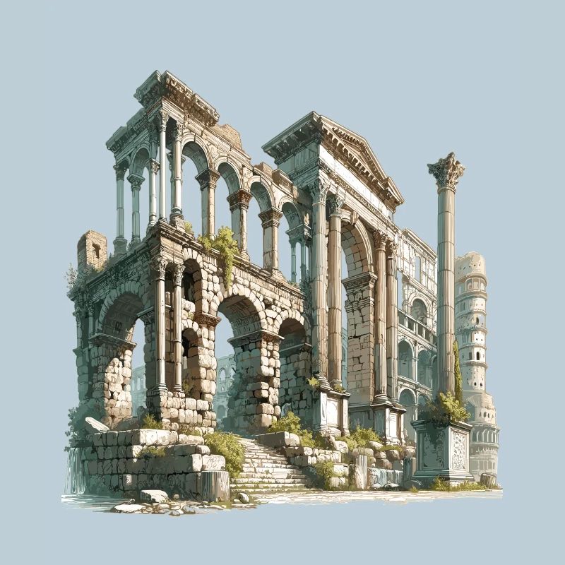 Ancient Ruins Architecture Illustration