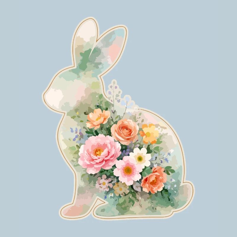 Fleurs aquarelles de lapin à Pâques