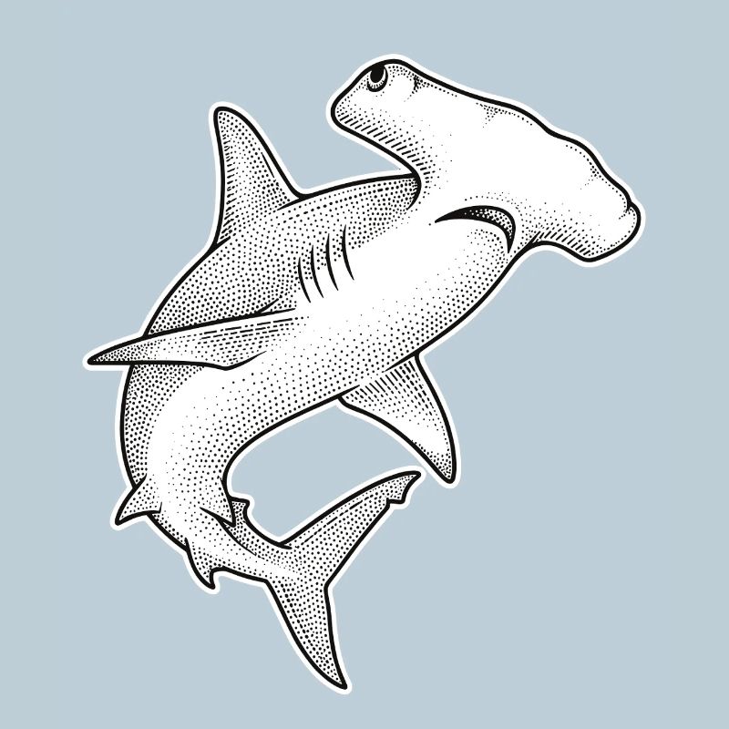 Hammerhead Shark Dot Illustration