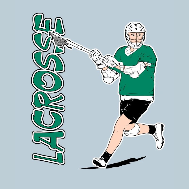 Lacrosse Green Player Silhouette with Racket