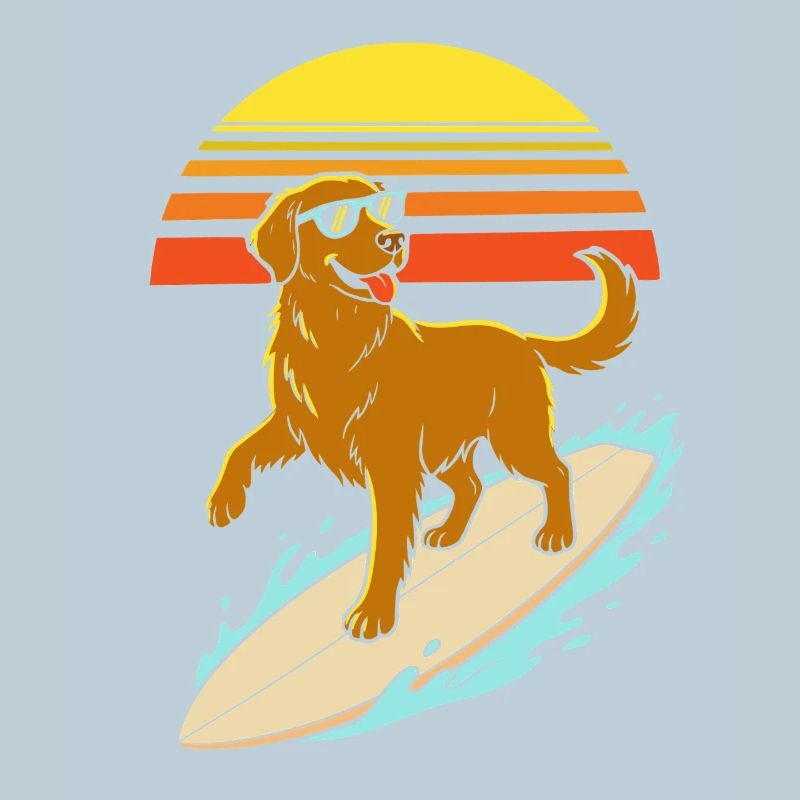 Surferhund mit Brille – Retro-Strandstil