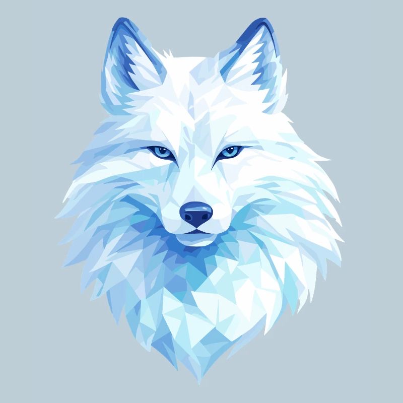 Polygon Wolf Eis Blau– Modern Art