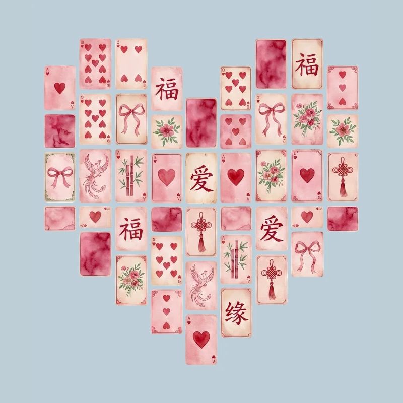 Rosa Mahjong Herz Muster
