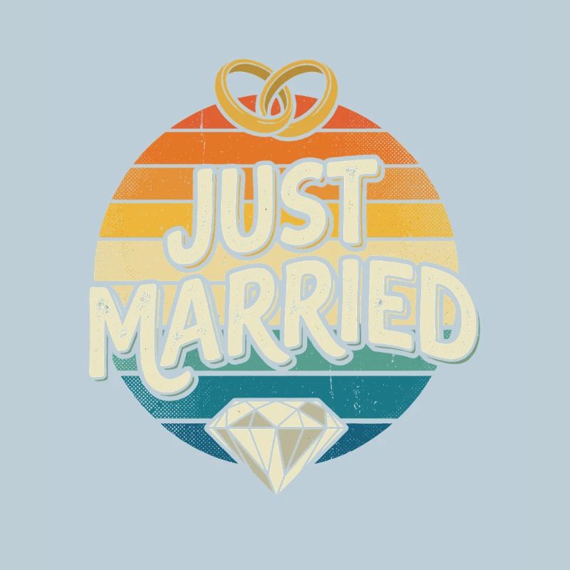 Just Married Retro Regenbogen