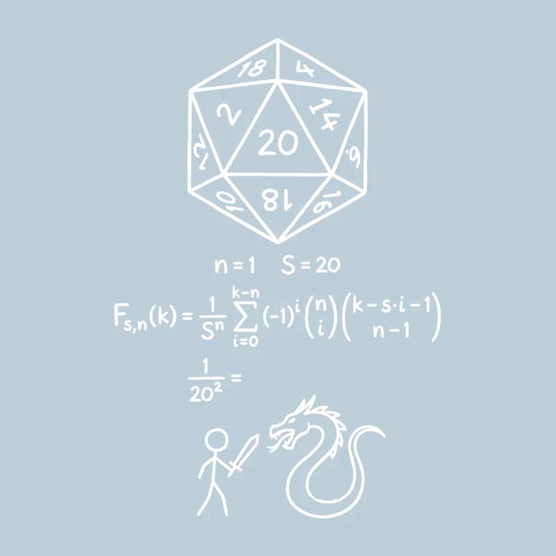 T-shirt de probabilité de dés D20 RPG Geek de maths