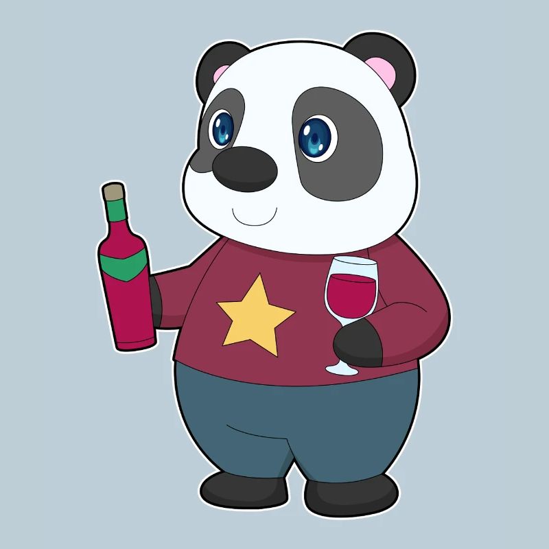Bouteille de vin rouge panda