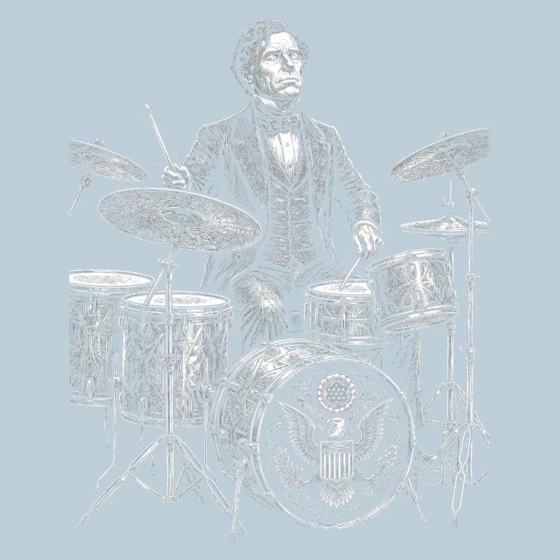 Franklin Pierce plays drums