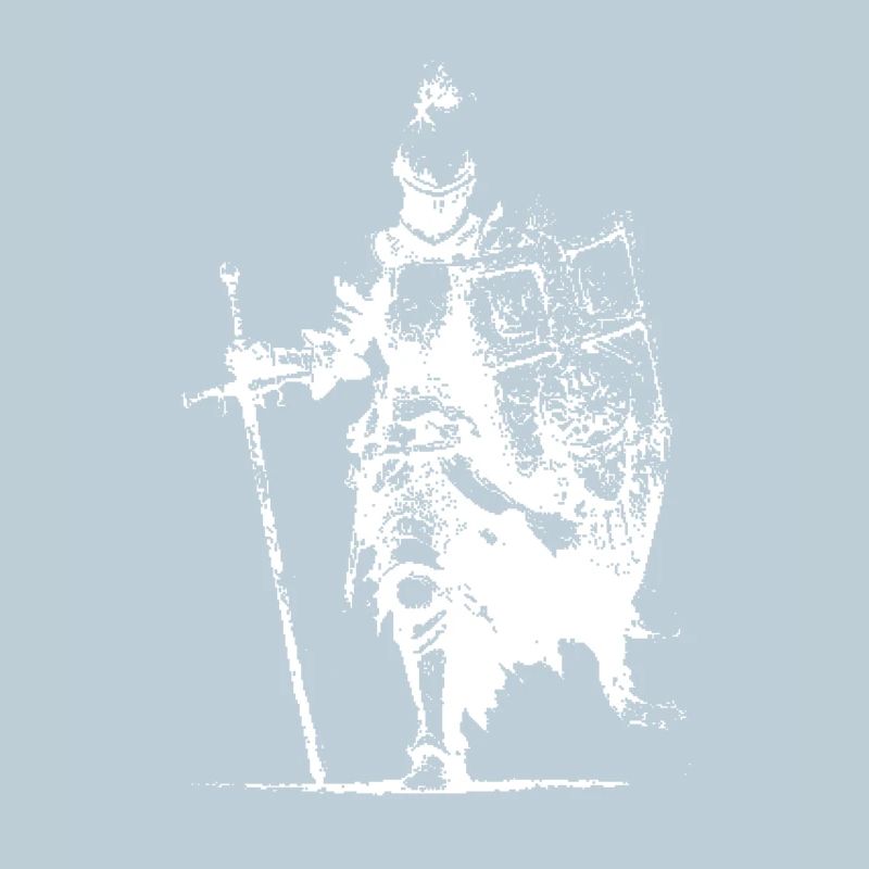 Silhouette de chevalier avec bannière et épée