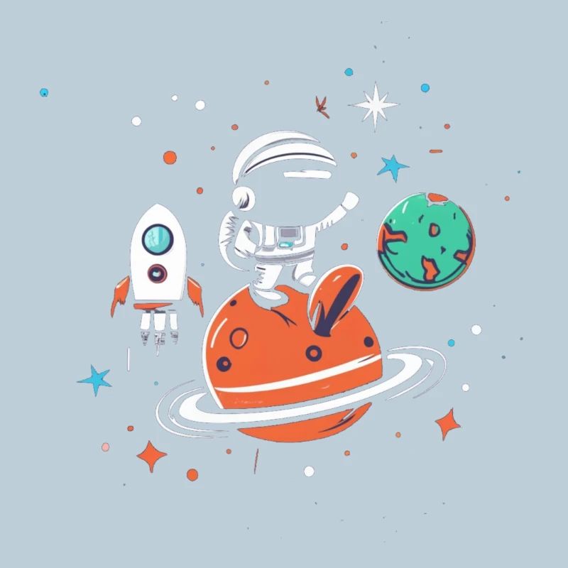 Astronaut on Orange Planet Space Adventure