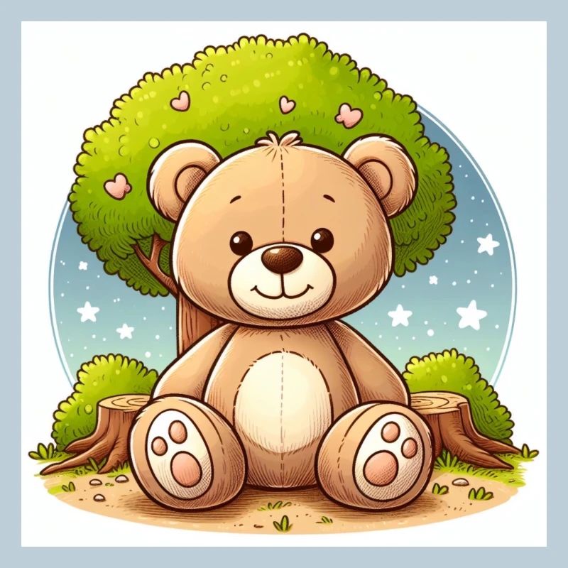 Teddybär vor einem Baum