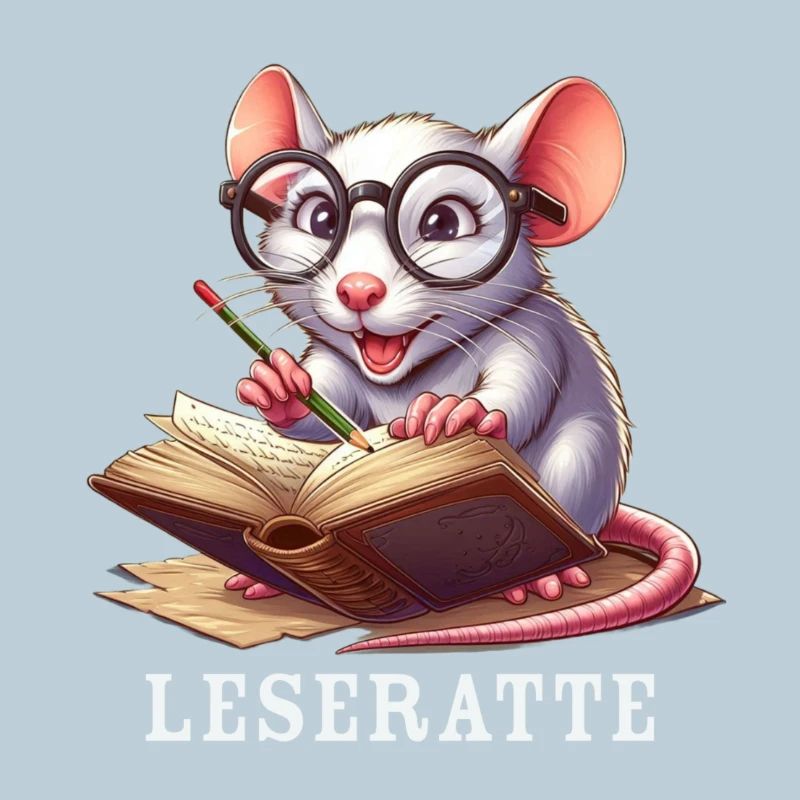Bookworm with glasses and book