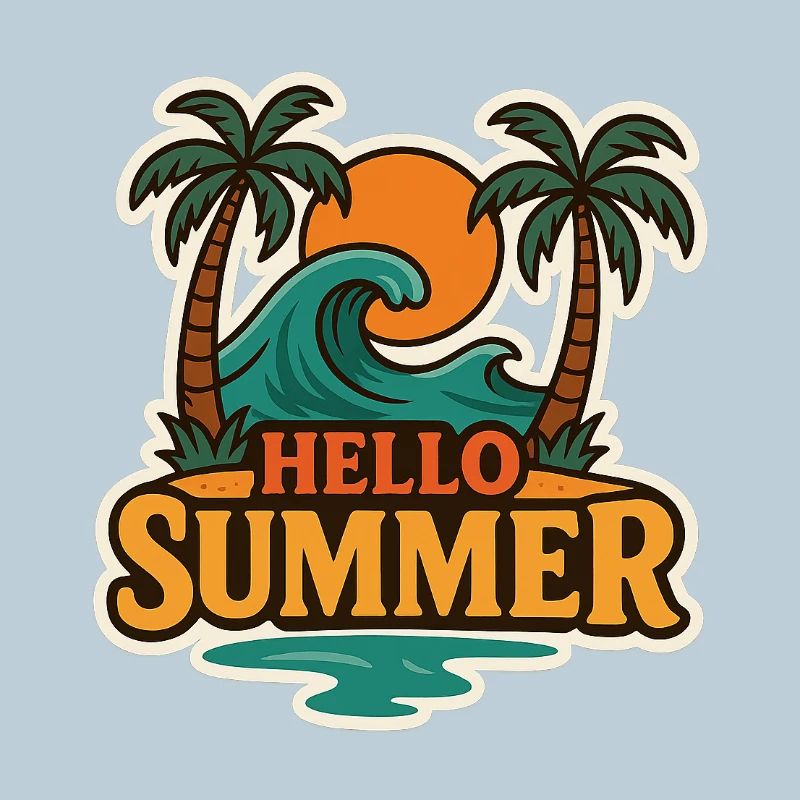 Hello Summer Tropical Wave Badge
