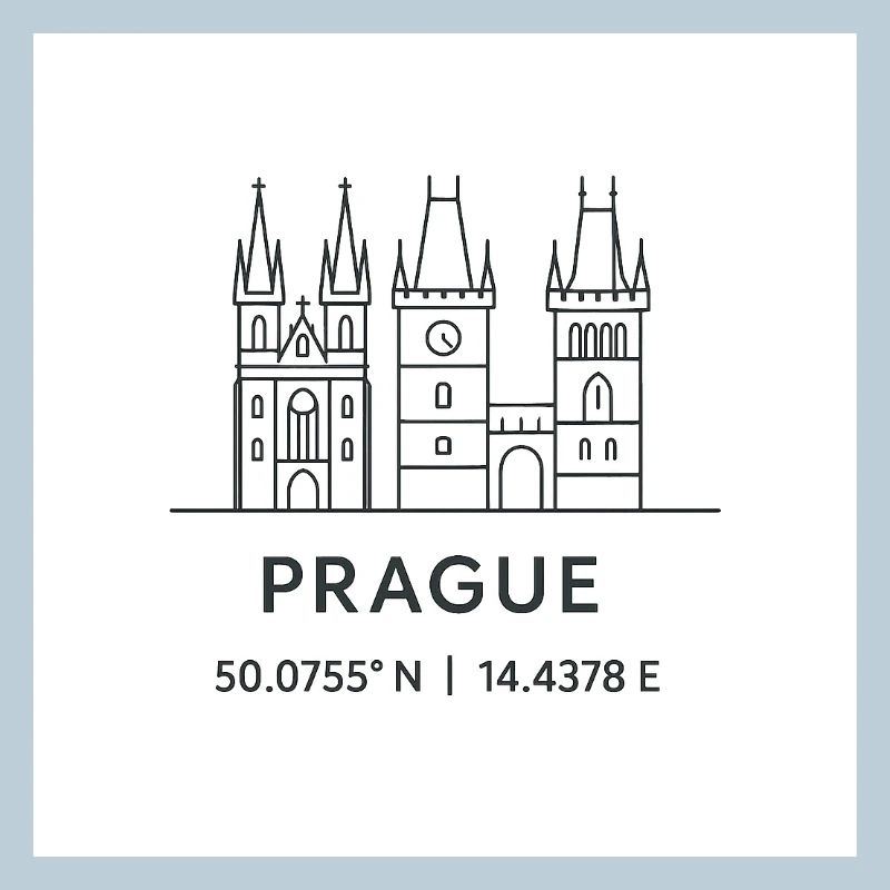 Prague Line Art Silhouette Point de repère