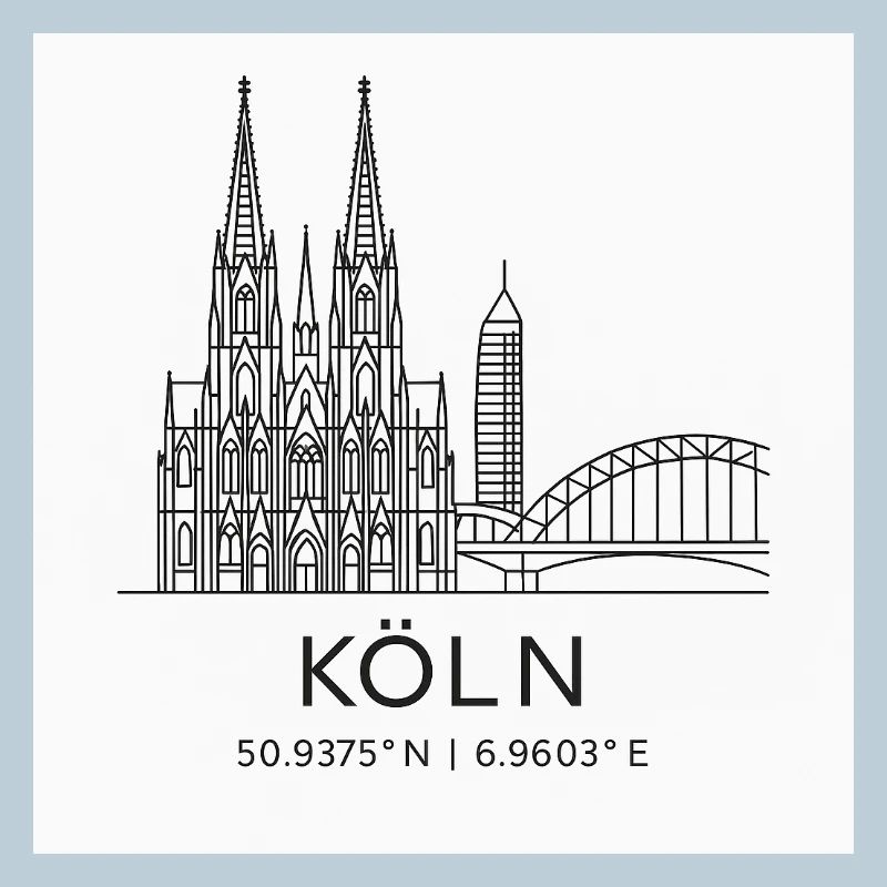 Cologne Line Art Silhouette Landmark