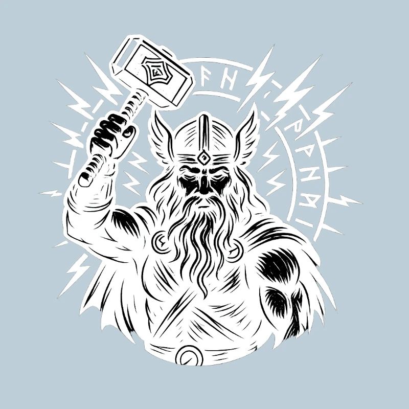Odin mit Thorhammer Blitz Runenkreis Mjölnir