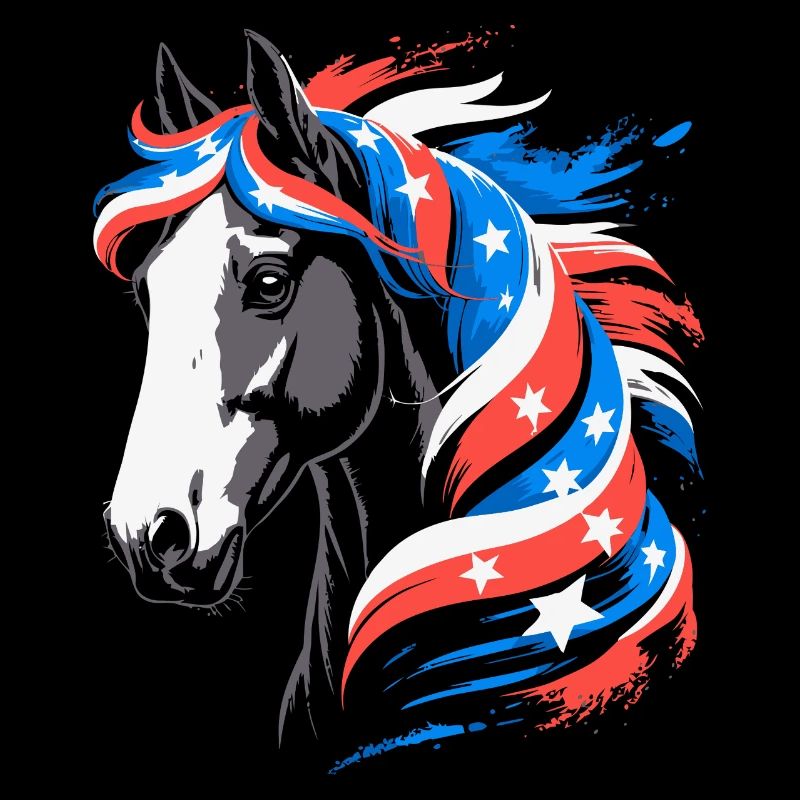 Patriotisches Pferd mit Sternenmähne