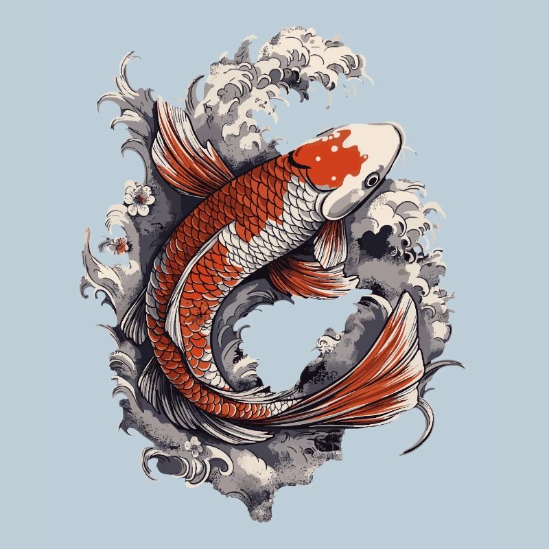 Koi dans la ruée des vagues