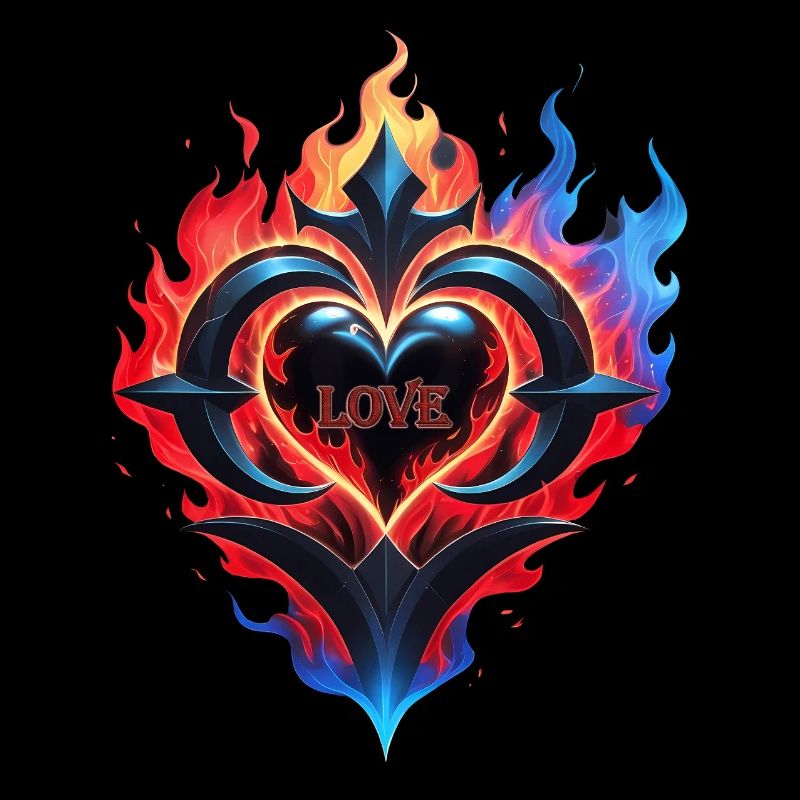Ein flammendes Herz, das Feuer der Liebe.