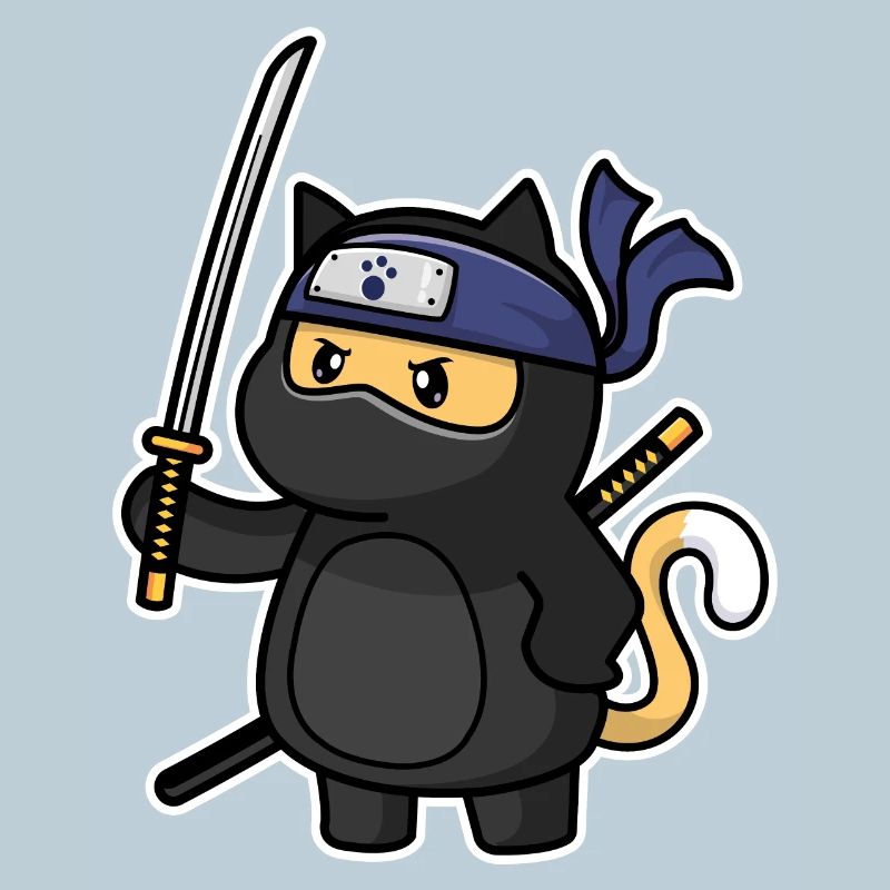 Humor Cute Cat Kawaii Chibi as Ninja Cat