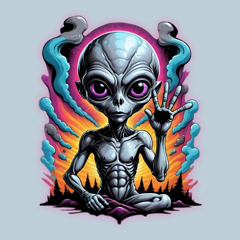 Cosmic Alien Meditation Artwork