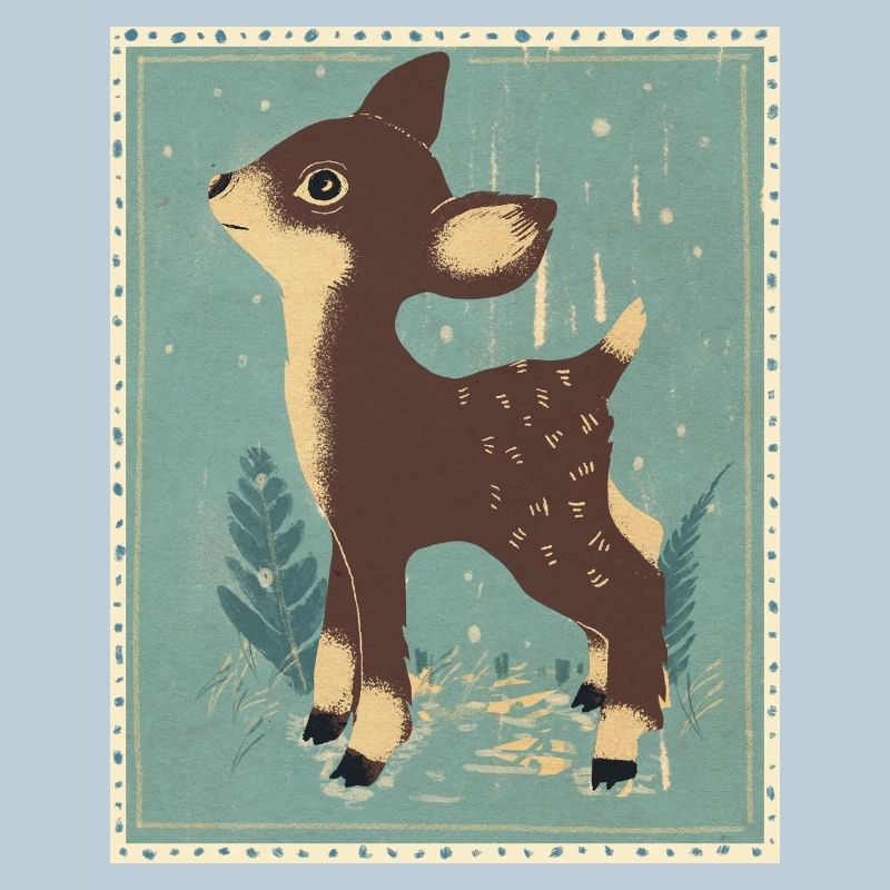 Deer in the retro forest