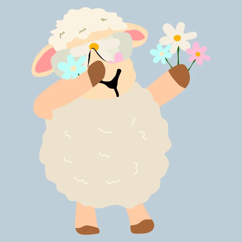 Couronne de fleurs mouton Illustration