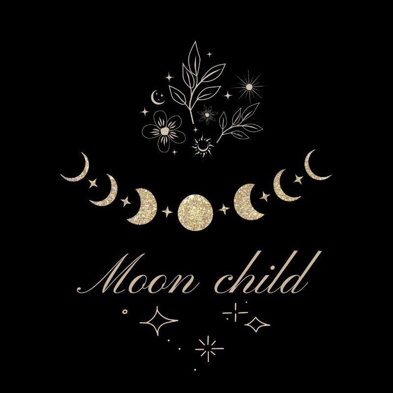 Phases de la lune et étoiles avec texte de l'enfant Lune.