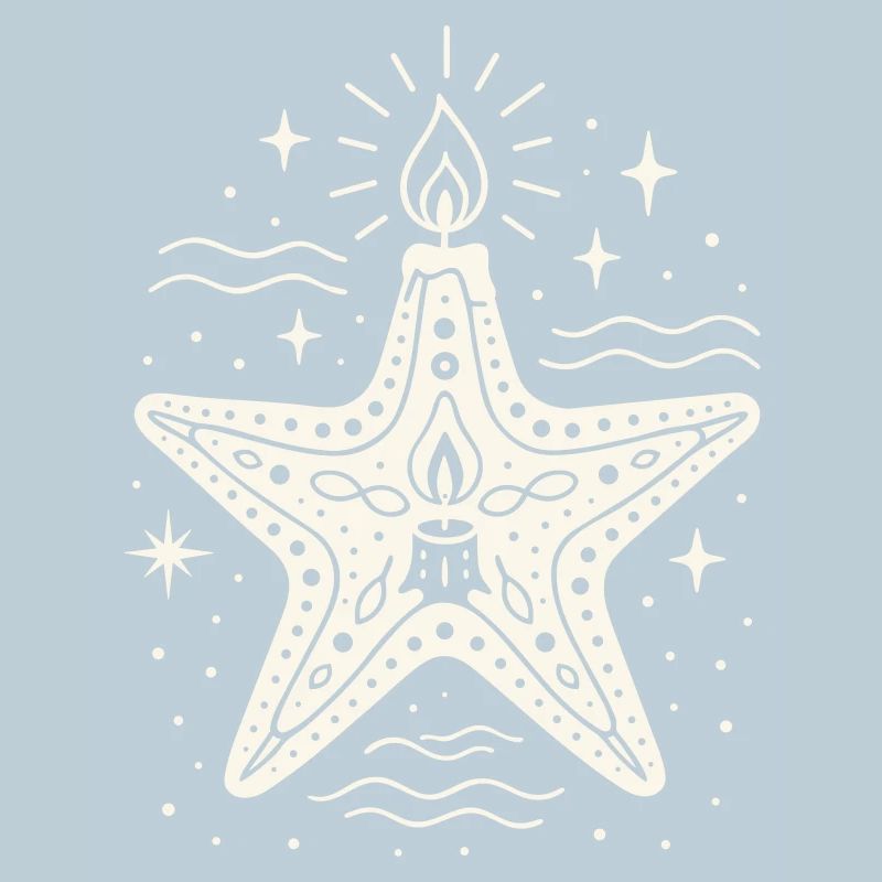 Étoile de mer avec bougie - Conception maritime de Noël