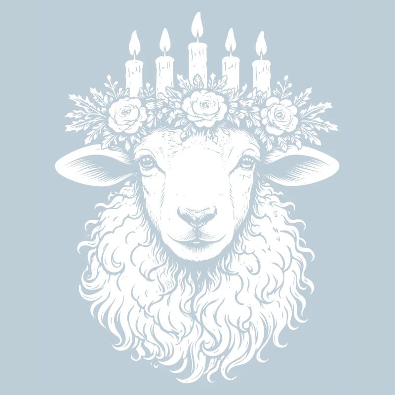 Imbolc Schaf mit Kerzenkrone Lichterkrone