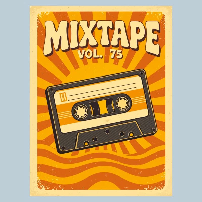 Retro-Mixtape-Illustration mit warmen Siebzigern