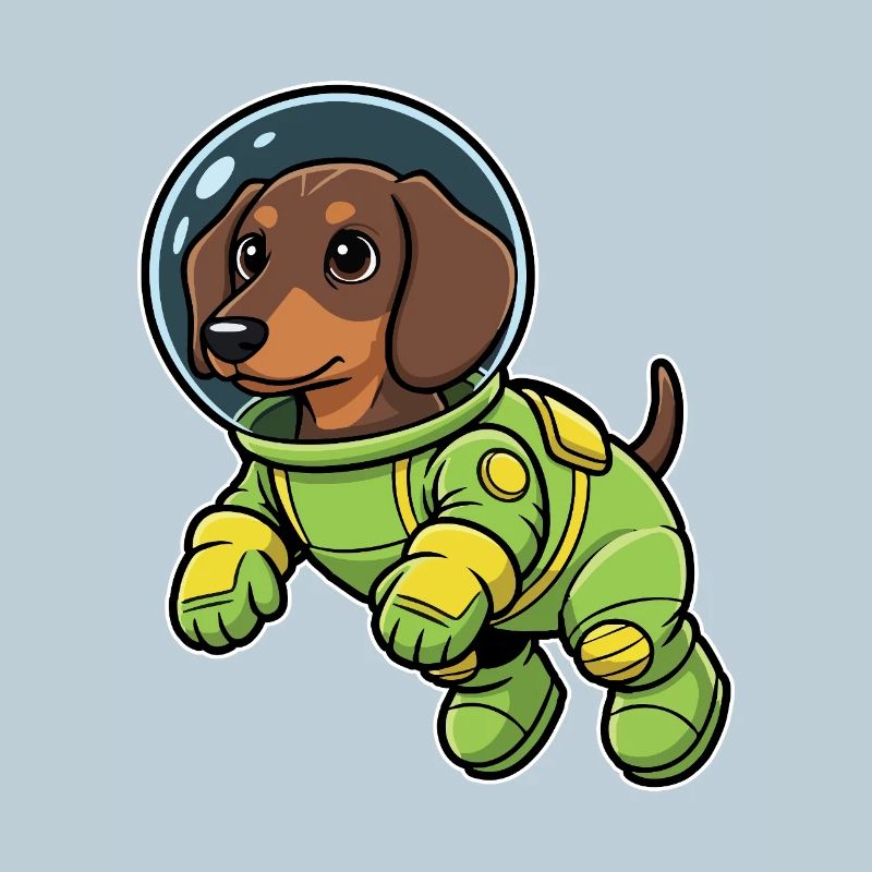 Chien Teckel Astronaute Espace Vert
