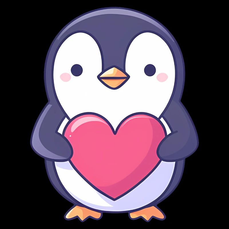 Pinguin mit rotem Herz - Entzückender Cartoon