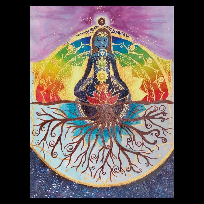 Spiritual meditation tree with chakras