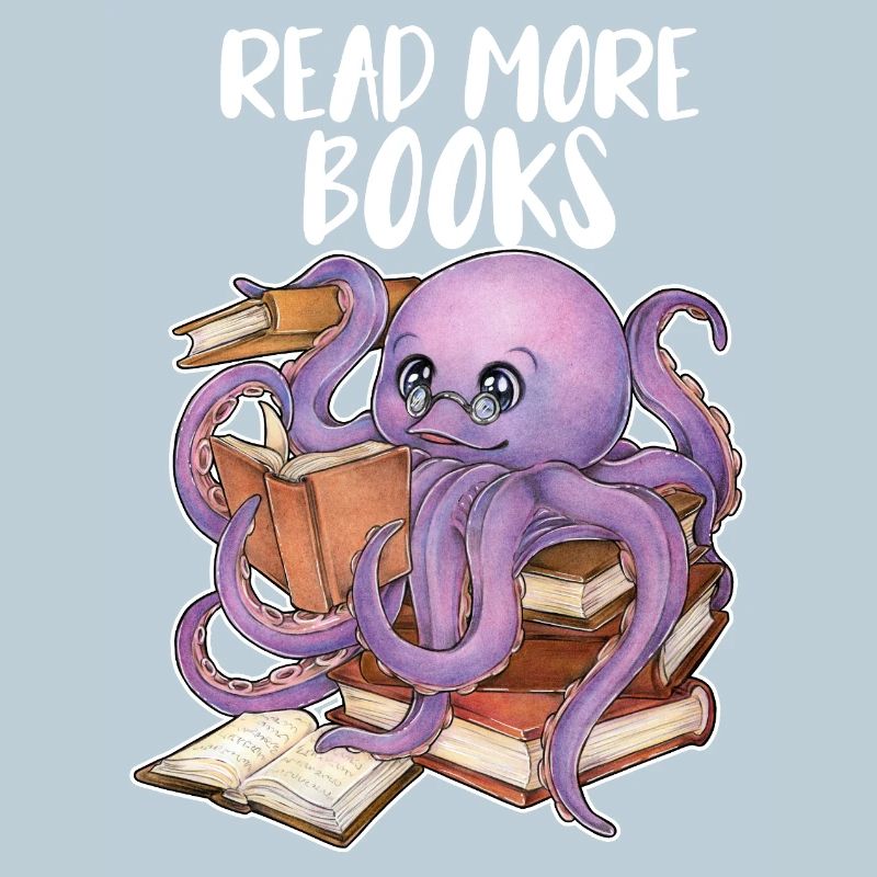 Reading Octopus in Stack of Books Book Gift