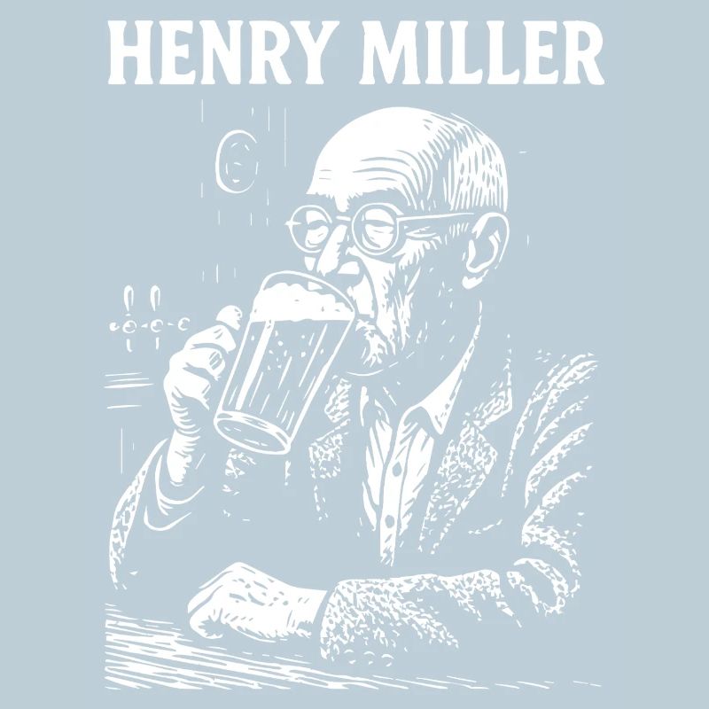 Henry Miller drinking beer in a pub